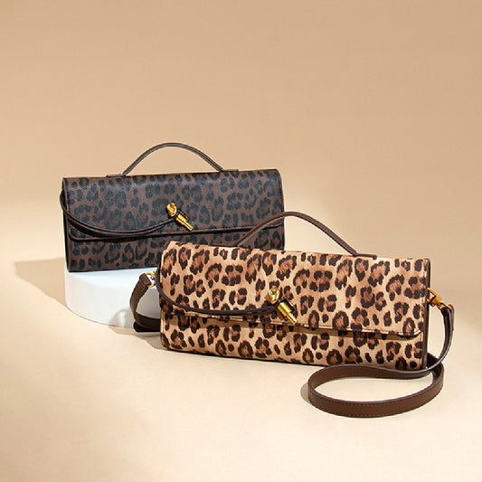 Borsa da pranzo con stampa leopardata retrò da donna