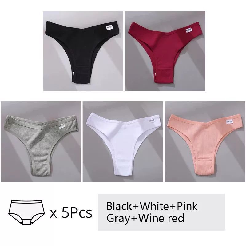 Set da 5 pezzi di mutandine da donna in cotone, intimo M-XL Comfo