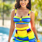 Split Final Print Bikini Boxer Badeanzug Hohe Taille