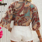 Women Bohemian Style Printed Long Sleeve Tie-Up Top