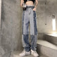Damen Jeans im Harajuku-Stil mit Retro-Farbblock und hoher Taille