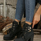 Autumn Round Head Chunky Heel High Heel Leisure Platform Lace Up Booties