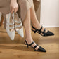 Scarpe con tacco a spillo e punta in pelle da donna