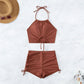 Sommer Neckholder-Bikinianzug Mode Kordelzug Design Ins Style Badeanzug für Damenbekleidung