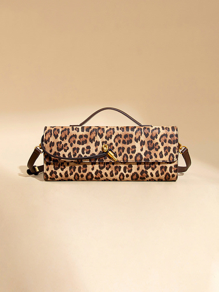 Borsa da pranzo con stampa leopardata retrò da donna