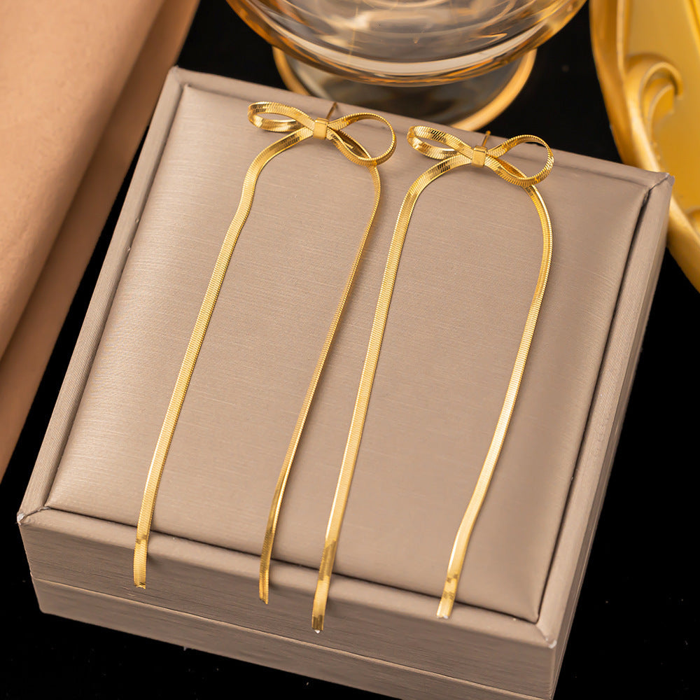 Earrings Hypoallergenic 18k Gold Plated Ribbon Bow Bowknot Earring
