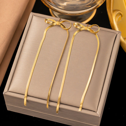 Earrings Hypoallergenic 18k Gold Plated Ribbon Bow Bowknot Earring