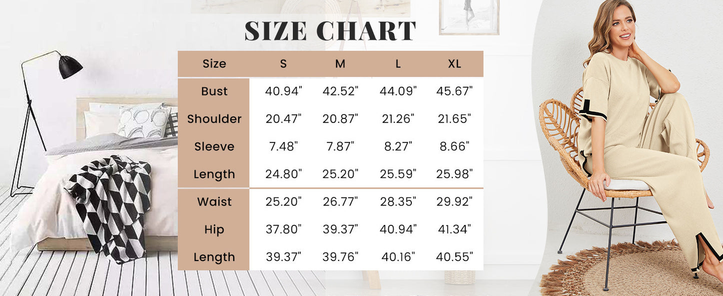 Nuovo completo in maglia, maglione a maniche corte, pantaloni a gamba larga