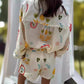 Women's Fashion Printed Linen Leisure All-matching Shirt Cardigan Shorts Suit