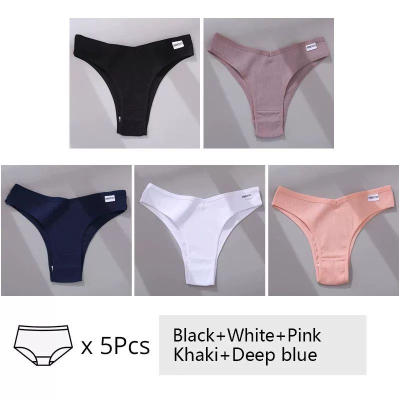 Set da 5 pezzi di mutandine da donna in cotone, intimo M-XL Comfo