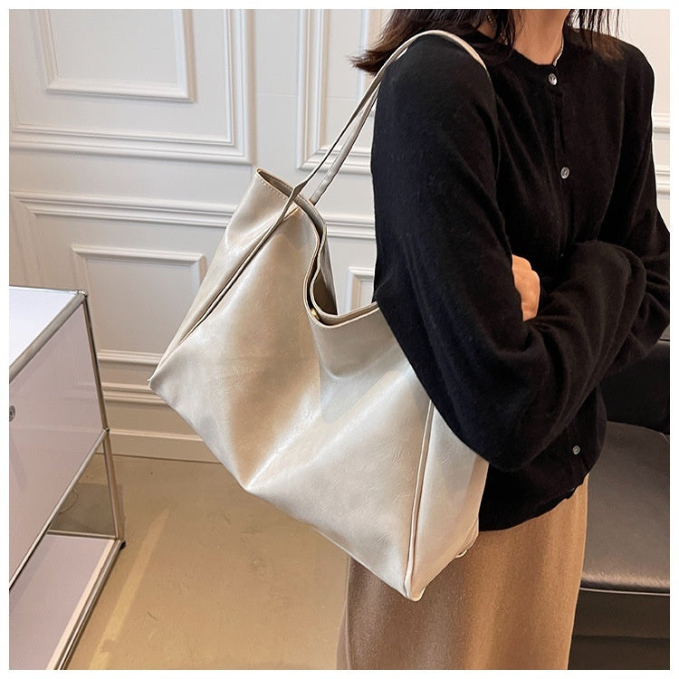 Capacity Leather Shoulder Bag Shopper Harajuku Simple Handbag