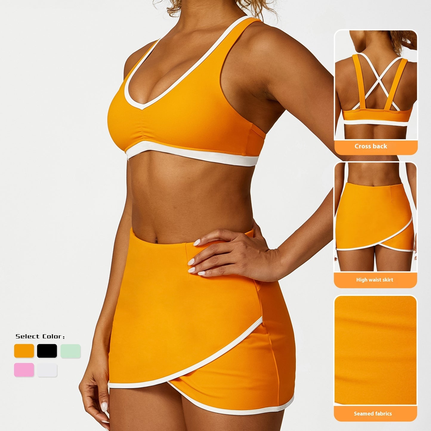 Neue europäische und amerikanische Unterwäsche, Pfirsich-Hüftheben, hohe Taille, Tennisrock, Sportunterwäsche für Frauen