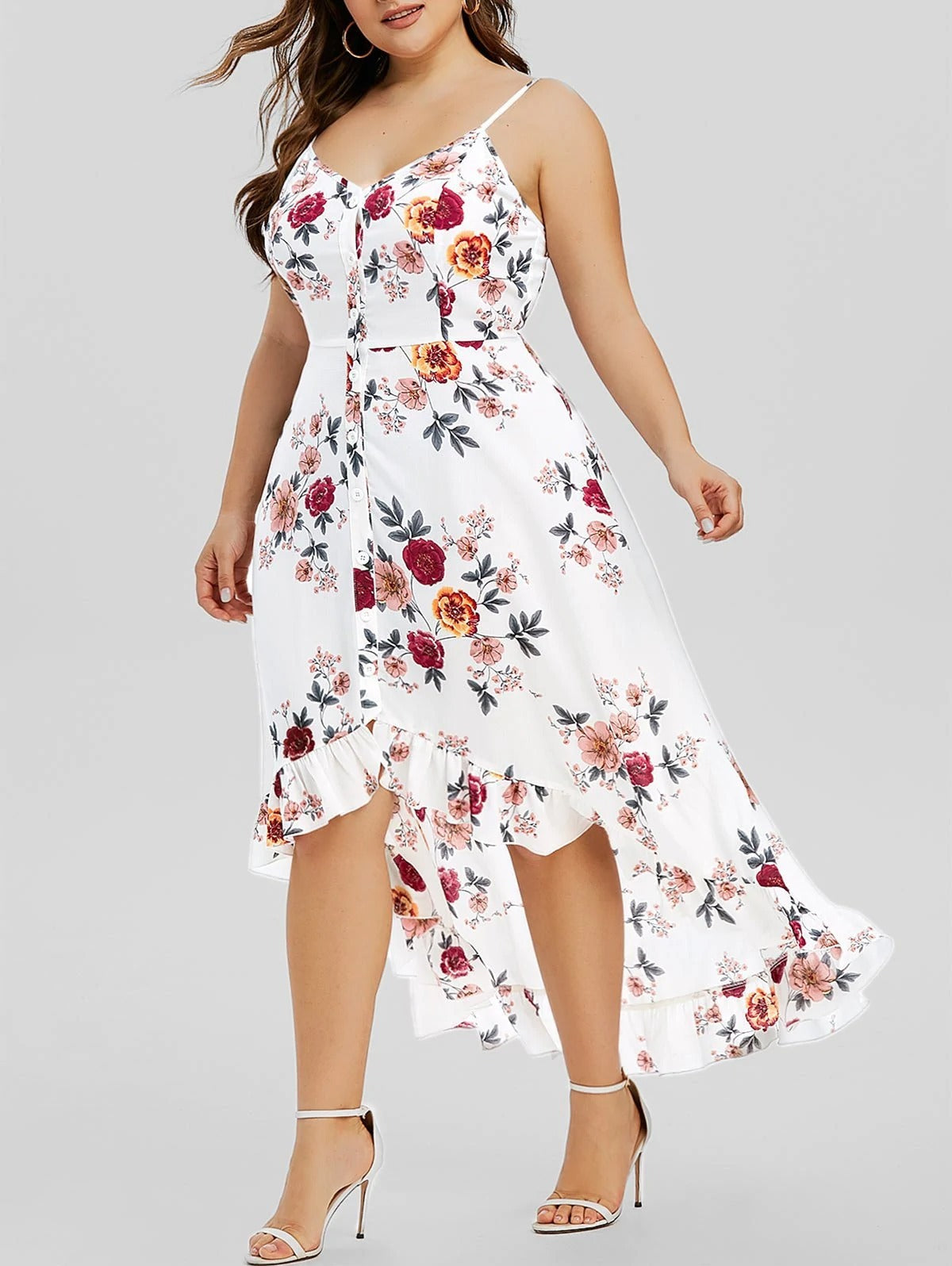 Vestito irregolare con scollo a V per l'inizio dell'autunno da donna di grandi dimensioni