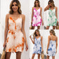 Tuta estiva con scollo a V e bretelle in vita, effetto tie-dye