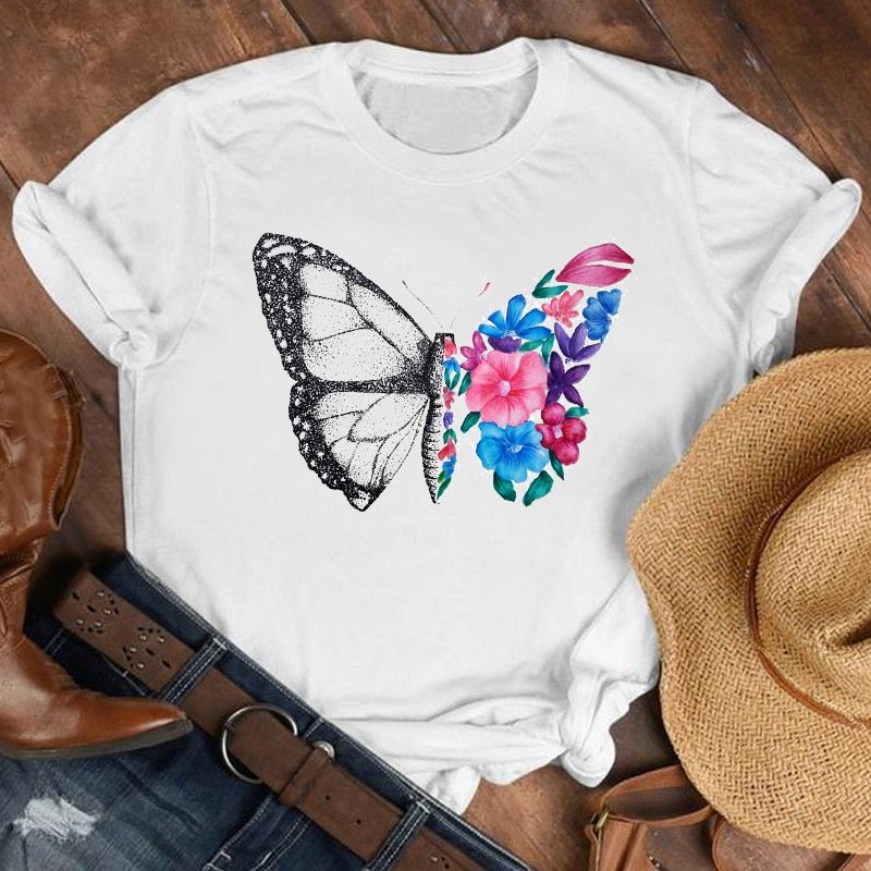 Loose Large Fashion Butterfly T Shirt Personality Trend Bottoming Shirt