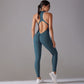 Solide Beauty-back Lange Hosen Jumpsuit Yoga Fitness Running Dance Slim Bodysuit Damen Sportbekleidung