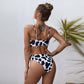 Crossbody Einteiliger Badeanzug Neu Bedruckter Sexy Cutout Sling Triangle Bikini