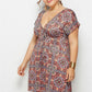 Women Summer Print Dress Casual Deep V Neck Beach