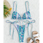 Chinese Style Printed Sub-system Belt Swimsuit