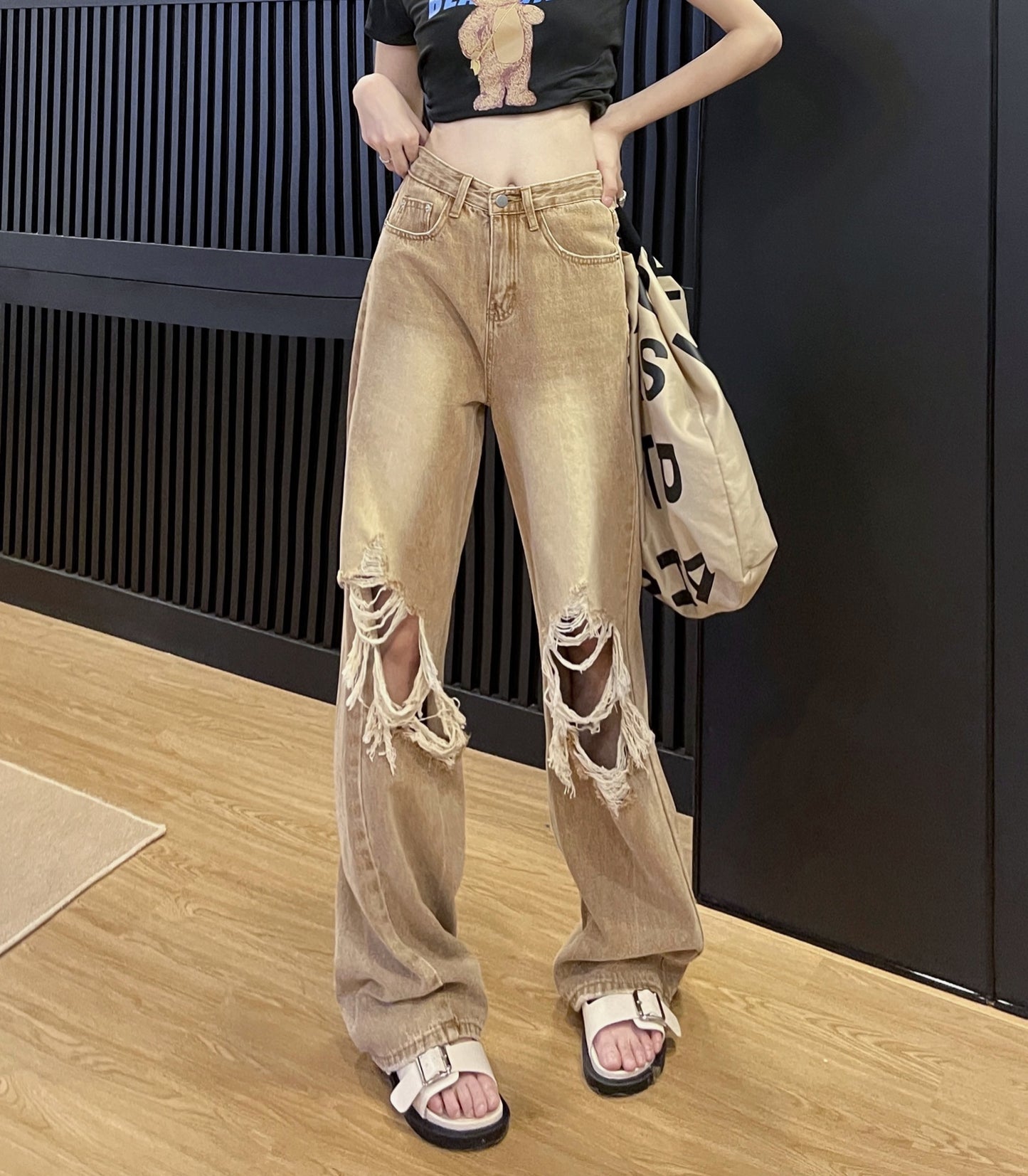 Lässige All-Match-Retro-Hose für Damen mit geradem Bein
