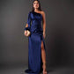 Women's One-shoulder Split Dress Ins Fashion Long-sleeved