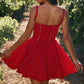Sexy Spitzen-Hosenträgerkleid Sommermode Schnürung Schlanke Taille Plissee Kurze Kleider Für Damenbekleidung