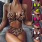 Zweiteiliger Neckholder-Bikini mit Leopardenmuster und Ausschnitt, Träger, Badeanzug-Set für den Sommer und den Strand, Damenbekleidung