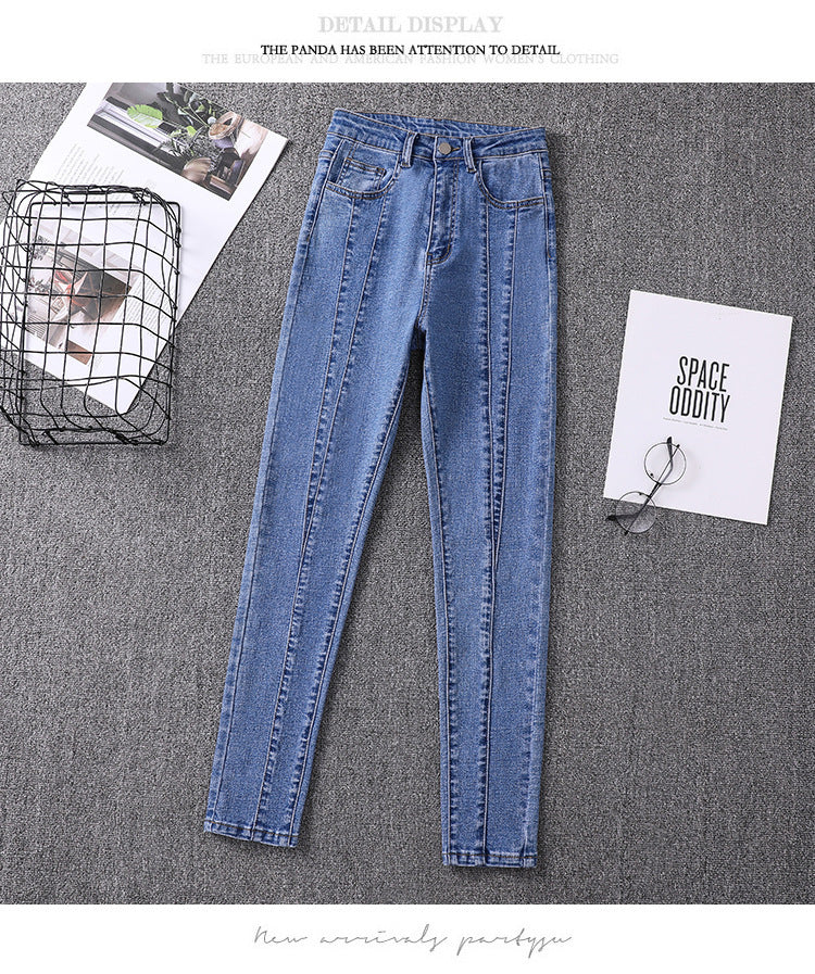 Simple Slim-fit Small-footed Denim Women's Trousers