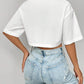 Shoulder Pocket Patched Crop Shirt Short Sleeve Tops