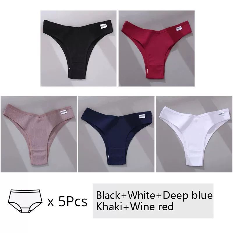 Set da 5 pezzi di mutandine da donna in cotone, intimo M-XL Comfo
