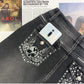 New Retro Embroidered Skull Hot Rhinestone Elastic Slim Fit Slimming Skinny Denim Trousers