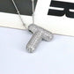 Brass Zircon Bubble Balloon Letter Pendant Necklace For Women