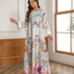 Elegantes langes Kaftankleid mit Blumendruck