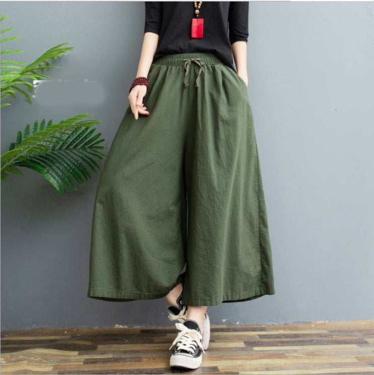 Leggings casual larghi in lino da donna