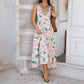 Vestito da vacanza senza maniche a trapezio con stampa a contrasto di colore, abbigliamento da donna