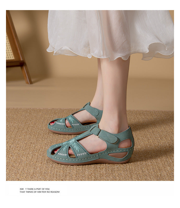 Casual Women's Sandals Stitching Non-slip Light Soft Tendon Bottom Plus Size Retro