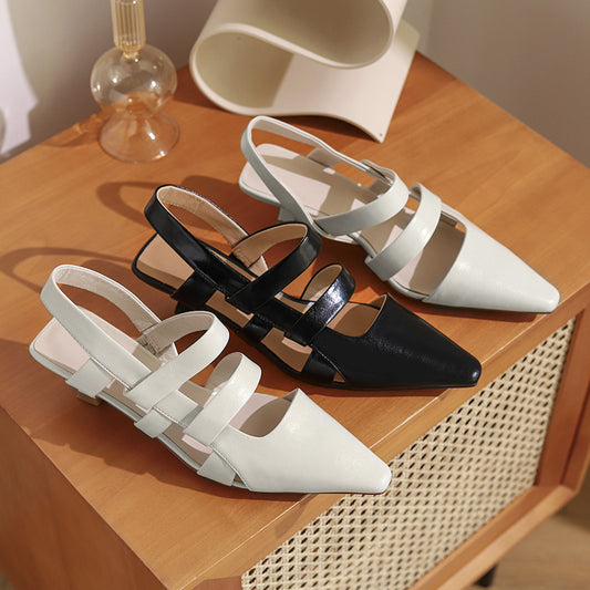 Scarpe con tacco a spillo e punta in pelle da donna