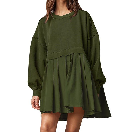 Abito in maglia autunno e inverno nuovo da donna finto due pezzi