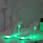Leuchtende Stiletto-Plateau-Sandalen mit transparentem Kristall