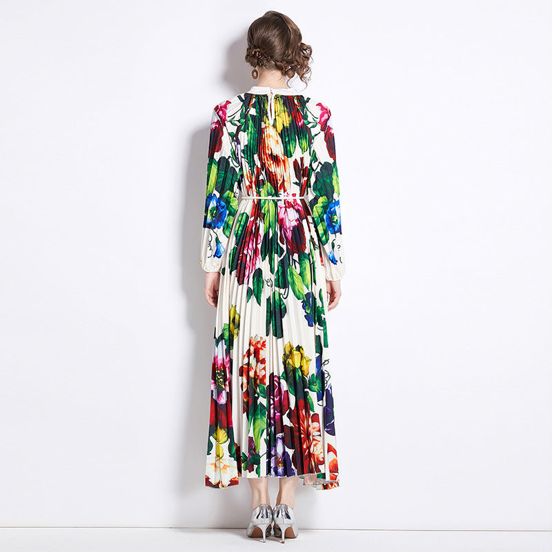 Plissiertes Kleid mit Quastengürtel für Damen