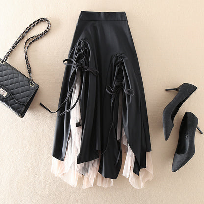 Unregelmäßiger, zerknitterter Netzrock für Damen