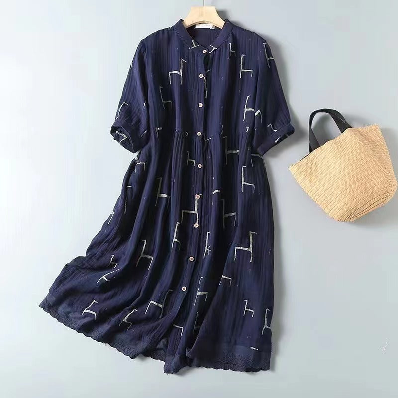 Style Double-layer Cotton Yarn Retro Dress Women