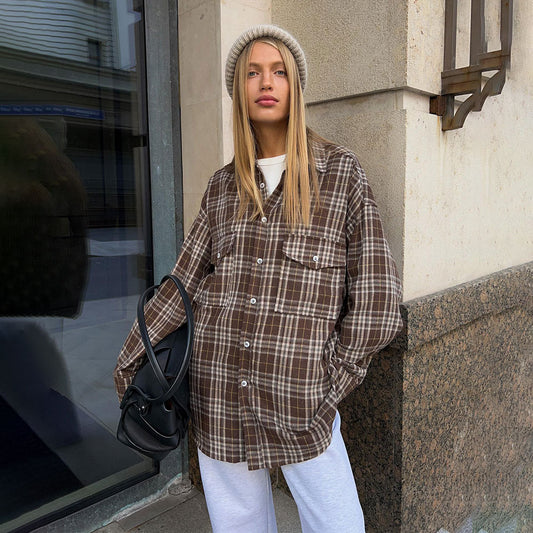 Fashion Personality Plaid Shirt For Women