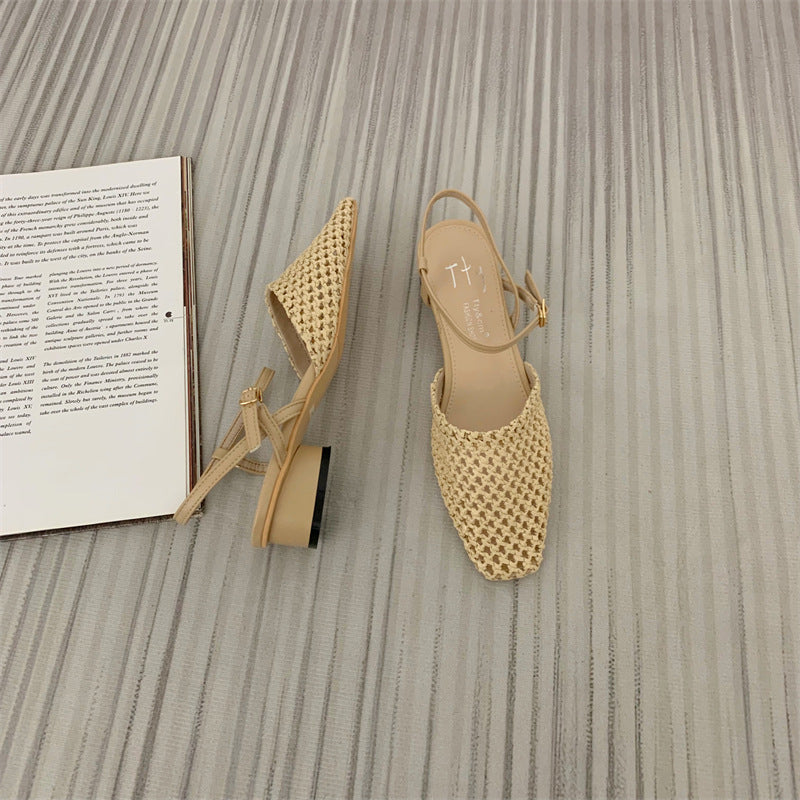 Vintage Weave Hollow-out Closed Toe Sandals Women