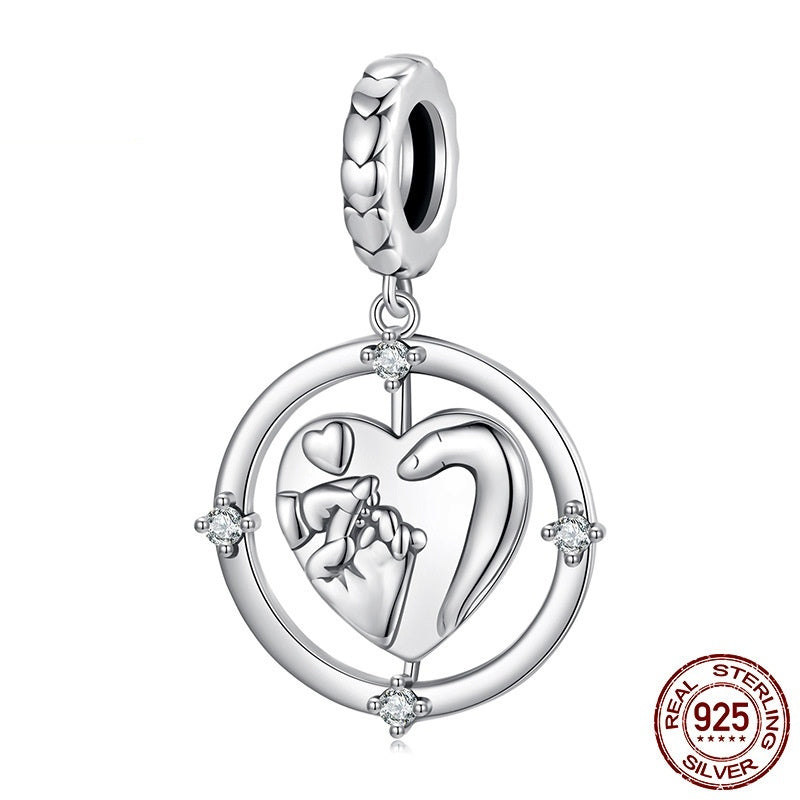 Anhänger „Eine Familie aus drei“ aus 925er Silber mit Herz-Perlen