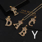 Micro-inlaid Colorful Zircon Hip-hop Personality 26 Letters Pendant Necklace