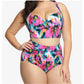 Printed Push Up Bikini Swimsuit Ladies Split High Waist Plus Size Multicolor