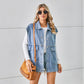 Gilet in denim con grandi tasche, gilet senza maniche alla moda per abbigliamento da donna