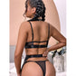 Biancheria intima con stampa leopardata e tre punti, set di biancheria intima con spalline