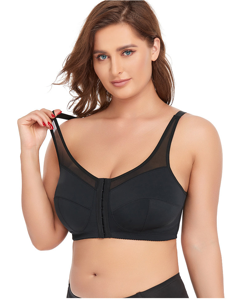 Damen-BH ohne Stahlring, Spitze, große Körbchen, Knopfleiste vorne, dünn, Übergröße